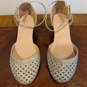 Girls Rhinestone Dressy Wedge